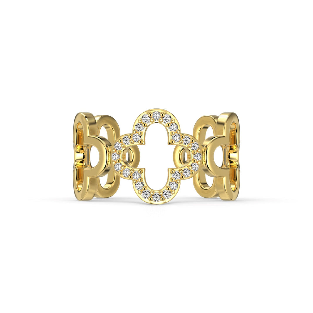 [Amore Jewels]Hollow Design Four-Leaf Clover Flower Shape Ring