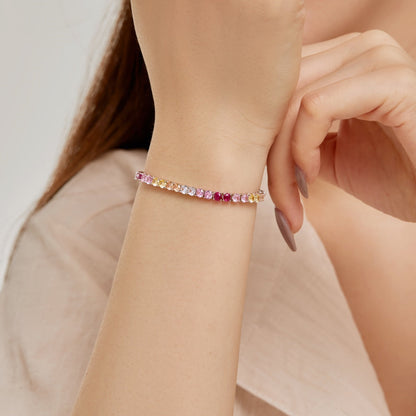 [Amore Jewels]Radiant Colorful Round Cut Tennis Bracelet