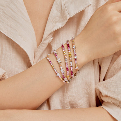 [Amore Jewels]Radiant Colorful Round Cut Tennis Bracelet