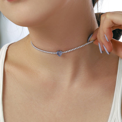 [Amore Jewels]2.0 Carat Sparkling Tennis Heart Cut Necklace