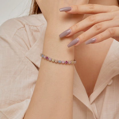 [Amore Jewels]Delicate Colorful Emerald Cut Daily Bracelet