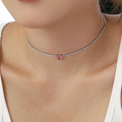 [Amore Jewels]2.0 Carat Sparkling Tennis Heart Cut Necklace