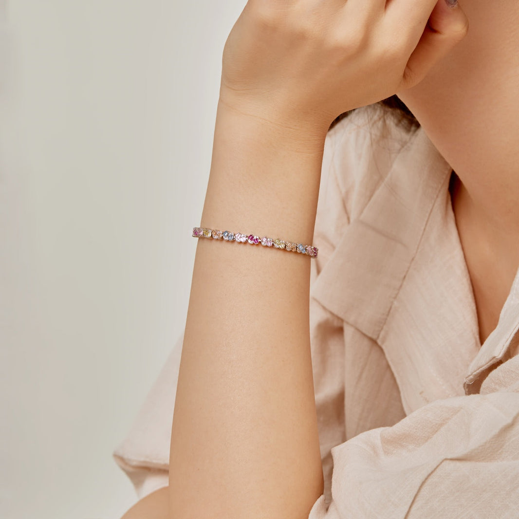 [Amore Jewels]Ornate Colorful Flower Shape Party Bracelet