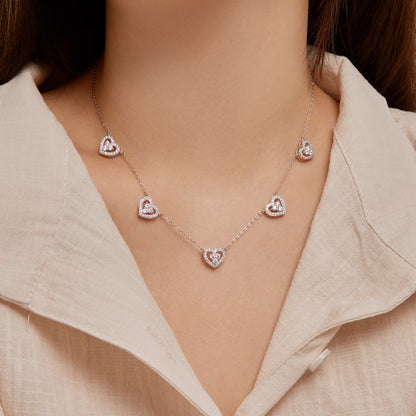[Amore Jewels]Sparkling Five Heart Necklace