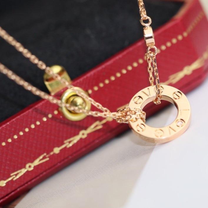 [Amore Jewels]LOVE NECKLACE ADJUSTABLE ROSE GOLD 2 DIAMOND