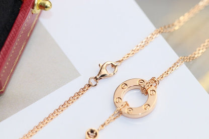 [Amore Jewels]LOVE NECKLACE ADJUSTABLE ROSE GOLD 2 DIAMOND