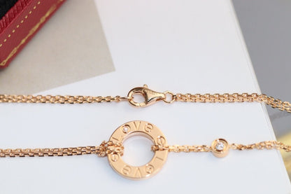 [Amore Jewels]LOVE NECKLACE ADJUSTABLE ROSE GOLD 2 DIAMOND