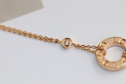 [Amore Jewels]LOVE NECKLACE ADJUSTABLE ROSE GOLD 2 DIAMOND