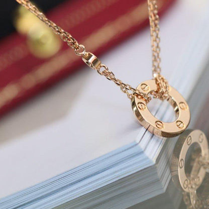 [Amore Jewels]LOVE NECKLACE ADJUSTABLE ROSE GOLD 2 DIAMOND