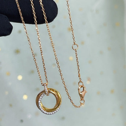 [Amore Jewels]TRINITY NECKLACE SILVER GOLD PINK GOLD DIAMONDS
