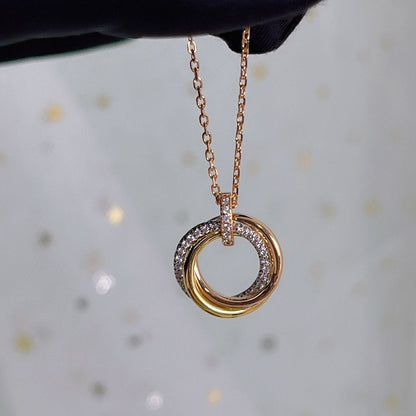 [Amore Jewels]TRINITY NECKLACE SILVER GOLD PINK GOLD DIAMONDS