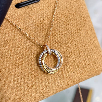 [Amore Jewels]TRINITY NECKLACE SILVER GOLD PINK GOLD DIAMONDS