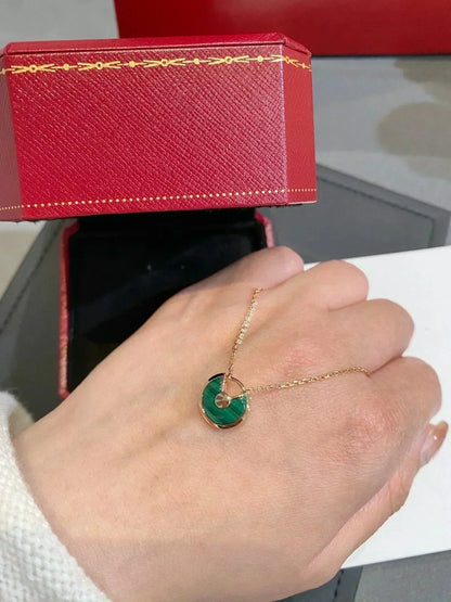 [Amore Jewels]AMULETTE ROSE GOLD MALACHITE NECKLACE