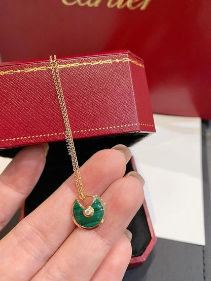 [Amore Jewels]AMULETTE ROSE GOLD MALACHITE NECKLACE