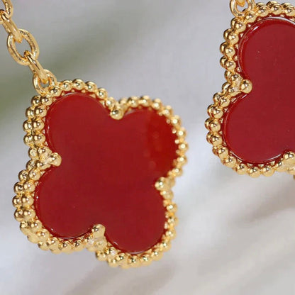 [Amore Jewels]CLOVER  2 MOTIF  TIGER EYE CARNELIAN EARRINGS