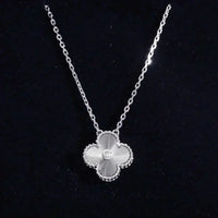 [Amore Jewels]CLOVER  15MM DIAMOND LASER NECKLACE SILVER