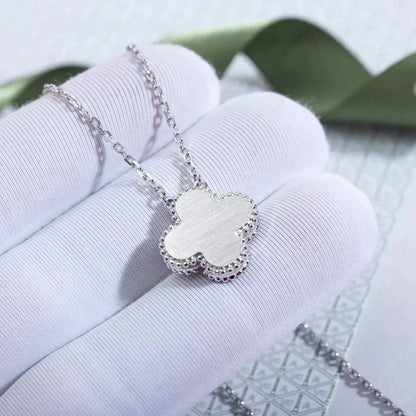 [Amore Jewels]CLOVER  15MM DIAMOND LASER NECKLACE SILVER