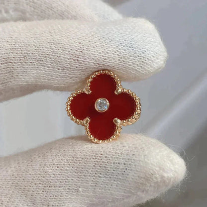 [Amore Jewels]CLOVER MEDIUM 1 MOTIFS CARNELIAN  DIAMOND earrings