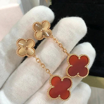 [Amore Jewels]CLOVER 2 MOTIF  LASER CARNELIAN EARRINGS