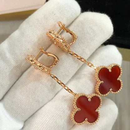 [Amore Jewels]CLOVER 2 MOTIF  LASER CARNELIAN EARRINGS