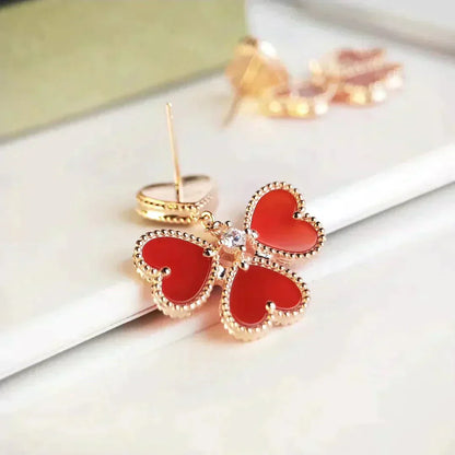 [Amore Jewels]SWEET CLOVER CARNELIAN EARRINGS