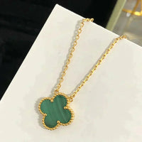 [Amore Jewels]CLOVER 15MM MALACHITE SINGLE FLOWER  NECKLACE