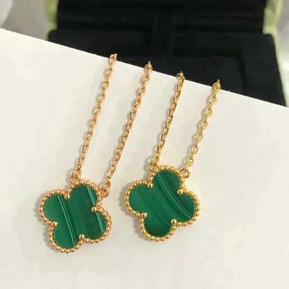 [Amore Jewels]CLOVER 15MM MALACHITE SINGLE FLOWER  NECKLACE