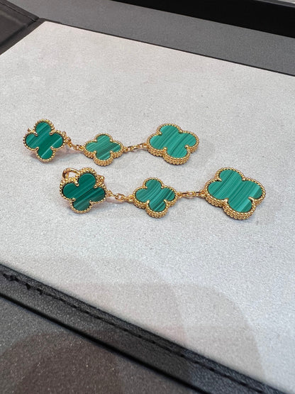 [Amore Jewels]CLOVER MALACHITE 3 MOTIFS GOLD