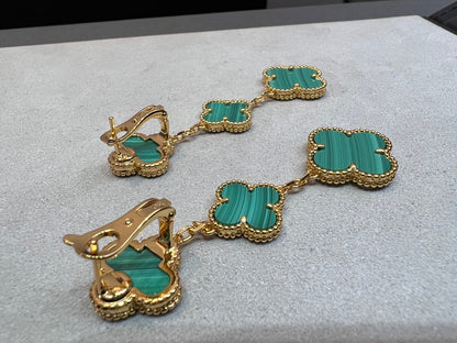 [Amore Jewels]CLOVER MALACHITE 3 MOTIFS GOLD