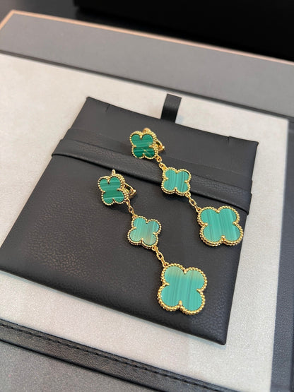 [Amore Jewels]CLOVER MALACHITE 3 MOTIFS GOLD