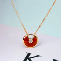 [Amore Jewels]AMULETTE GOLD CARNELIAN ONYX NECKLACE