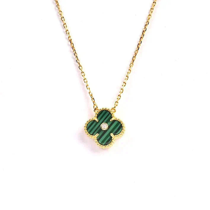 [Amore Jewels]CLOVER 15MM DIAMOND TURQUOISE NECKLACE