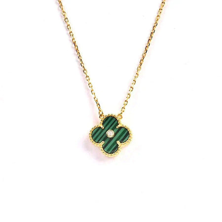 [Amore Jewels]CLOVER 15MM DIAMOND TURQUOISE NECKLACE