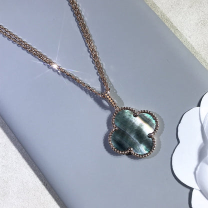 [Amore Jewels]CLOVER 25MM GOLD DARK MOP BIG CLOVER NECKLACE
