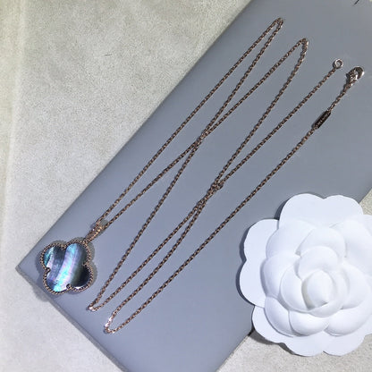 [Amore Jewels]CLOVER 25MM GOLD DARK MOP BIG CLOVER NECKLACE