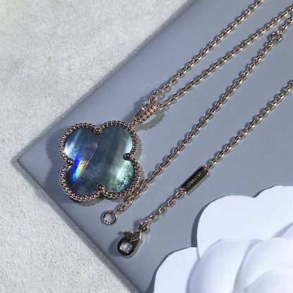 [Amore Jewels]CLOVER 25MM GOLD DARK MOP BIG CLOVER NECKLACE