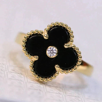[Amore Jewels]CLOVER ONYX RING GOLD DIAMOND