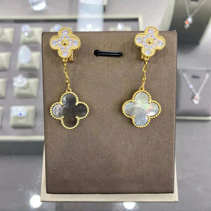 [Amore Jewels]CLOVER  2 MOTIFS  DIAMOND  EARRINGS (MULTIPLE CHOICESç´