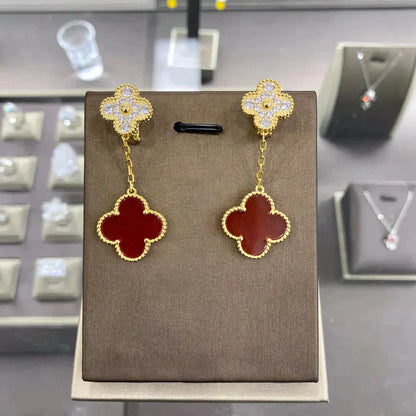 [Amore Jewels]CLOVER  2 MOTIFS  DIAMOND  EARRINGS (MULTIPLE CHOICESç´