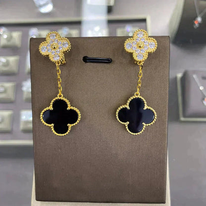 [Amore Jewels]CLOVER  2 MOTIFS  DIAMOND  EARRINGS (MULTIPLE CHOICESç´