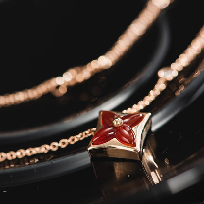[Amore Jewels]STAR NECKLACE PINK GOLD 1 DIAMOND