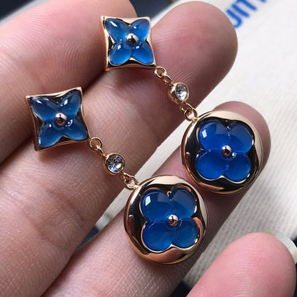 [Amore Jewels]STAR AND SUN AGATE DIAMOND EARRINGS