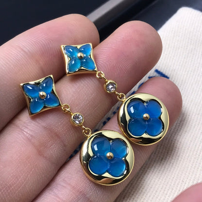 [Amore Jewels]STAR AND SUN AGATE DIAMOND EARRINGS