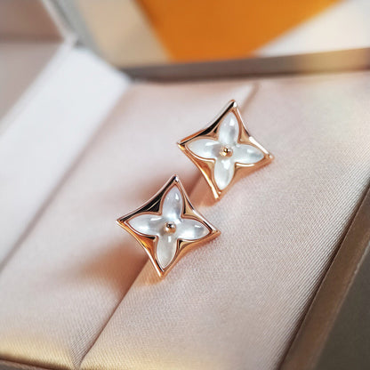 [Amore Jewels]STAR MOP PINK GOLD EARRINGS