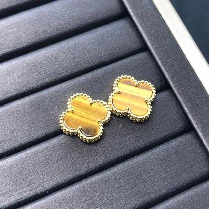 [Amore Jewels]CLOVER MEDIUM 1 MOTIFS TIGER EYE EARRINGS
