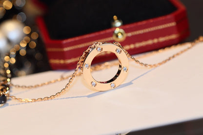 [Amore Jewels]LOVE NECKLACE 16MM 6 DIAMONDS PINK GOLD