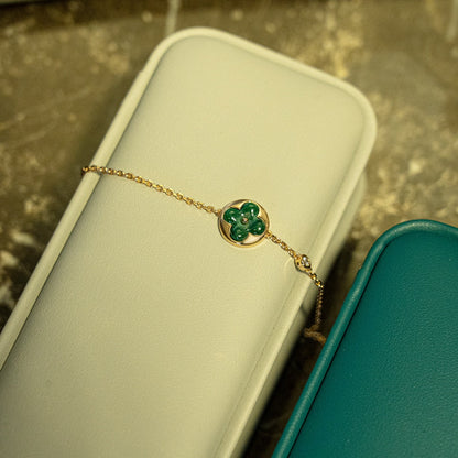 [Amore Jewels]SUN MALACHITE 1 DIAMOND PINK GOLD BRACELET