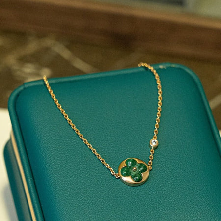 [Amore Jewels]SUN MALACHITE 1 DIAMOND PINK GOLD BRACELET