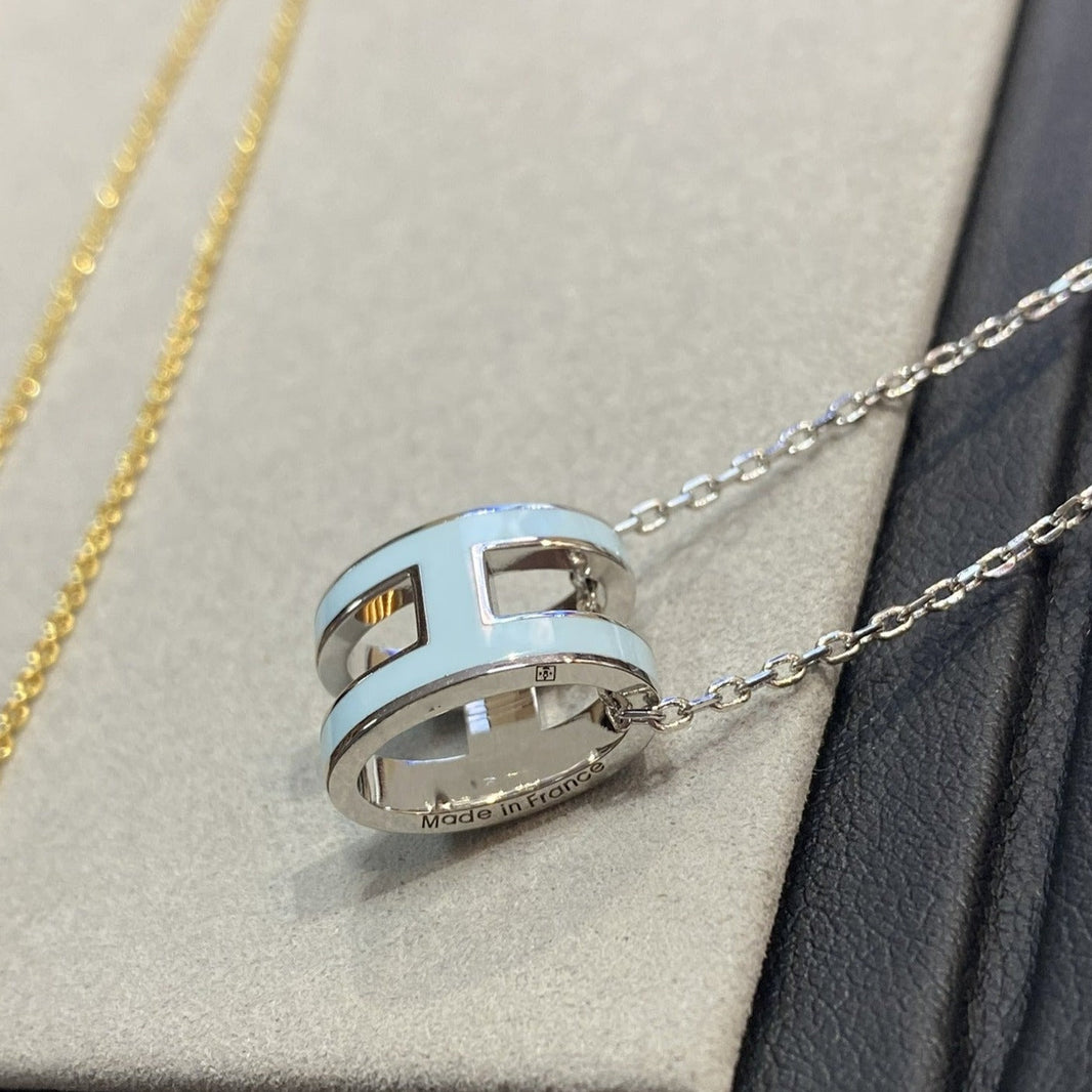 [Amore Jewels]POP H LIGHT BLUE NECKLACE