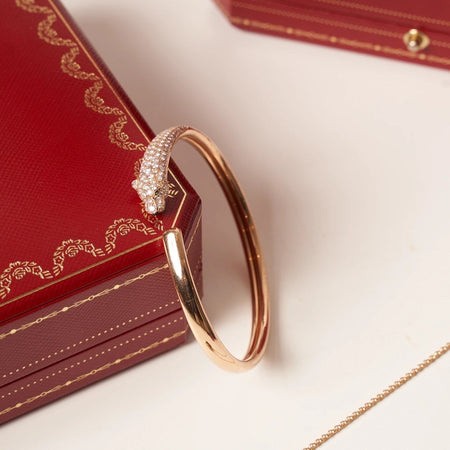 [Amore Jewels]PANTHERE ROSE GOLD DIAMOND OPEN BRACELET